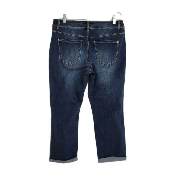 C Est. 1946 Denim Capri Jeans Women's 6 Dark Blue Contemporary Distressed Cuffed - Picture 2 of 9